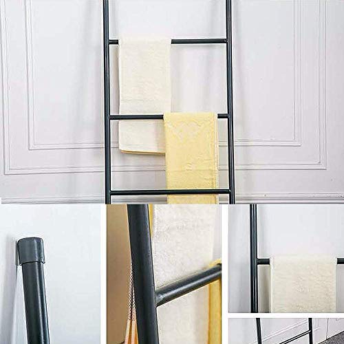 JSMY Escalera de Metal para Toallas de baño,Color Negro,Estante de Secado Inclinado a la Pared,6 Niveles,Soporte para Mantas,Soporte para Sala de Estar,Uso para exhibir Toallas,edredones,Ropa y p