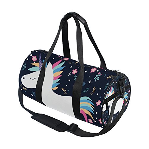 JSTEL Lona – Bolsa de barril – Bolsa de gimnasio con impresión – Bolsa de yoga bolsa de hombro bolsa de fin de semana para zapatos de playa para mujeres y hombres