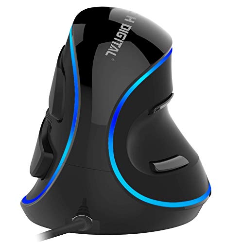 JTD Ratón Vertical con Cable Ratón ergonómico óptico 600/1000/1600 PPP Luz LED Azul con reposamanos Desmontable para Oficina (no para Juegos) - Reduzca el Dolor en Las Manos/muñecas JTD Ratón Vertical con Cable Ratón ergonómico óptico 600/1000/1600 PPP Luz LED Azul con reposamanos Desmontable para Oficina (no para Juegos) - Reduzca el Dolor en Las Manos/muñecas