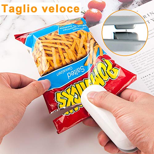 JTENG Mini Selladora de Bolsas de Plástico,2 en 1 Selladora de Bolsas Portátil con Función del Corte para Comida y Merienda Bolsa de Almacenamiento