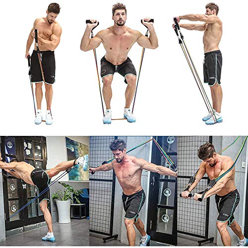 Juego de 11 Bandas de Resistencia para Entrenamiento,Kit de Gym para Ejercicio Físico,Yoga,Pilates Abdominales,Fitness,Gimnasio en casa para Hombres y Mujeres,Incluye Bolsa de Transporte (Multicolor) Juego de 11 Bandas de Resistencia para Entrenamiento,Kit de Gym para Ejercicio Físico,Yoga,Pilates Abdominales,Fitness,Gimnasio en casa para Hombres y Mujeres,Incluye Bolsa de Transporte (Multicolor)