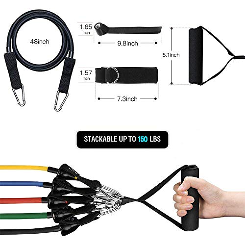 Juego de 11 Bandas de Resistencia para Entrenamiento,Kit de Gym para Ejercicio Físico,Yoga,Pilates Abdominales,Fitness,Gimnasio en casa para Hombres y Mujeres,Incluye Bolsa de Transporte (Multicolor) Juego de 11 Bandas de Resistencia para Entrenamiento,Kit de Gym para Ejercicio Físico,Yoga,Pilates Abdominales,Fitness,Gimnasio en casa para Hombres y Mujeres,Incluye Bolsa de Transporte (Multicolor)
