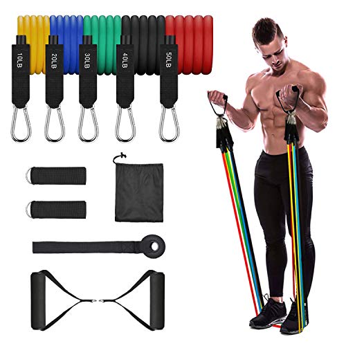 Juego de 11 Bandas de Resistencia para Entrenamiento,Kit de Gym para Ejercicio Físico,Yoga,Pilates Abdominales,Fitness,Gimnasio en casa para Hombres y Mujeres,Incluye Bolsa de Transporte (Multicolor) Juego de 11 Bandas de Resistencia para Entrenamiento,Kit de Gym para Ejercicio Físico,Yoga,Pilates Abdominales,Fitness,Gimnasio en casa para Hombres y Mujeres,Incluye Bolsa de Transporte (Multicolor)