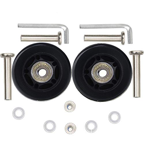 Juego de 2 Ruedas Repuestos para Maletas de Equipaje 60 * 18mm con 35/40mm Ejes, 8mm Rodamientos de Reparación Juego de 2 Ruedas Repuestos para Maletas de Equipaje 60 * 18mm con 35/40mm Ejes, 8mm Rodamientos de Reparación