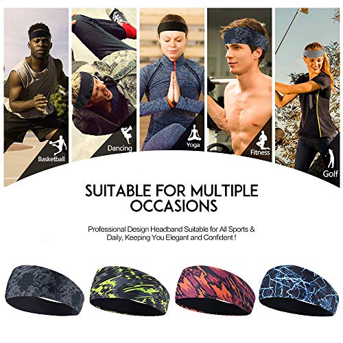 Juego de 4 cintas deportivas para hombre, cinta para el sudor deportiva para el transporte de la humedad, para correr, yoga y casco de bicicleta Juego de 4 cintas deportivas para hombre, cinta para el sudor deportiva para el transporte de la humedad, para correr, yoga y casco de bicicleta