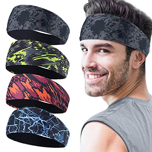 Juego de 4 cintas deportivas para hombre, cinta para el sudor deportiva para el transporte de la humedad, para correr, yoga y casco de bicicleta