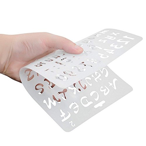 Juego de 4 plantillas de plástico con diseño de letras y números artísticos para manualidades, diarios, álbumes de fotos, álbumes de recortes, agenda y proyectos de arte Juego de 4 plantillas de plástico con diseño de letras y números artísticos para manualidades, diarios, álbumes de fotos, álbumes de recortes, agenda y proyectos de arte