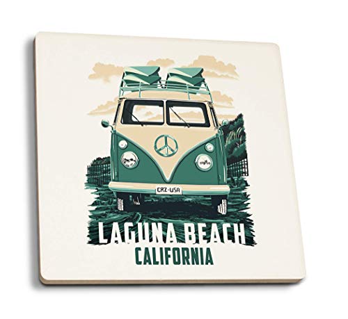 Juego de 4 posavasos de goma para bebidas, Laguna Beach, California – Camper furgoneta, posavasos absorbente, posavasos para protección de mesa, cocina, sala de bar, decoración Juego de 4 posavasos de goma para bebidas, Laguna Beach, California – Camper furgoneta, posavasos absorbente, posavasos para protección de mesa, cocina, sala de bar, decoración