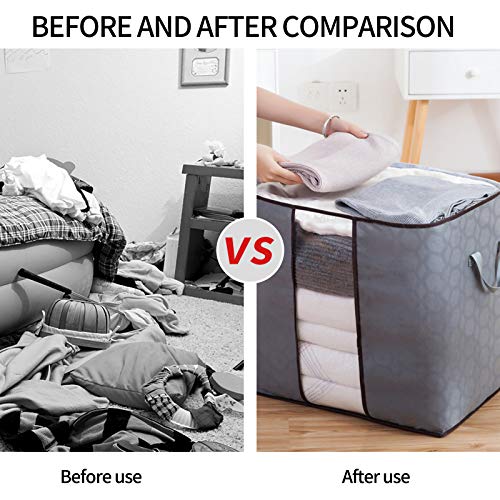 Juego de 6 Bolsa de Almacenamiento Gruesa Plegable Organizador de Ropa de Gran Capacidad con Asa Reforzada y Ventana Transparente para Edredones Mantas Almohadas Juguetes Chaquetas Ropa Pluches,Gris Juego de 6 Bolsa de Almacenamiento Gruesa Plegable Organizador de Ropa de Gran Capacidad con Asa Reforzada y Ventana Transparente para Edredones Mantas Almohadas Juguetes Chaquetas Ropa Pluches,Gris