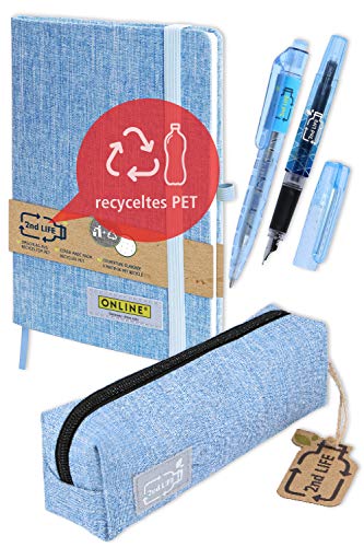 Juego de escritura 2nd Life de Online con cuaderno DIN A5, estuche, bolígrafo y pluma, de PET reciclado para un medio ambiente limpio, lápices sostenibles, bloc de notas y estuche Juego de escritura 2nd Life de Online con cuaderno DIN A5, estuche, bolígrafo y pluma, de PET reciclado para un medio ambiente limpio, lápices sostenibles, bloc de notas y estuche