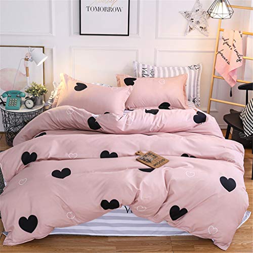 Juego de Funda Nórdica Conjunto de 4 Piezas(1Hojas + 1 Funda Nórdica+ 2 Funda de Almohada) Blanco Negro Rosa Punto Geométrico Forma de corazon Poliéster (Forma de corazon,150x200 cm - Cama 90 cm) Juego de Funda Nórdica Conjunto de 4 Piezas(1Hojas + 1 Funda Nórdica+ 2 Funda de Almohada) Blanco Negro Rosa Punto Geométrico Forma de corazon Poliéster (Forma de corazon,150x200 cm - Cama 90 cm)