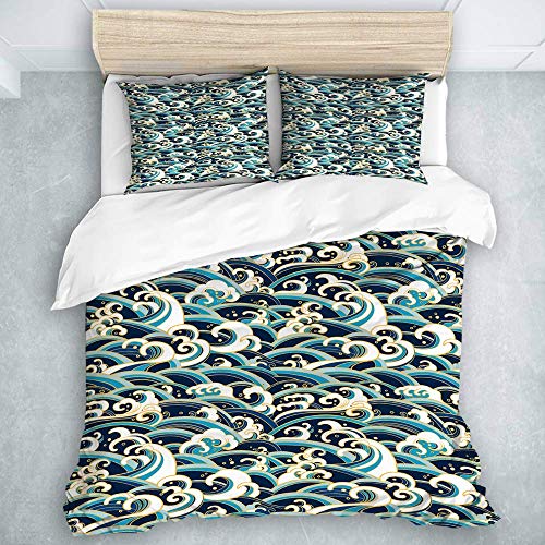 Juego de Funda nórdica, Decorativo Dibujado a Mano Doodle Nature Ornamental Curl Vector Azul, Juego de Cama de Estilo Moderno Informal 3 Piezas Juego de Funda nórdica, Decorativo Dibujado a Mano Doodle Nature Ornamental Curl Vector Azul, Juego de Cama de Estilo Moderno Informal 3 Piezas