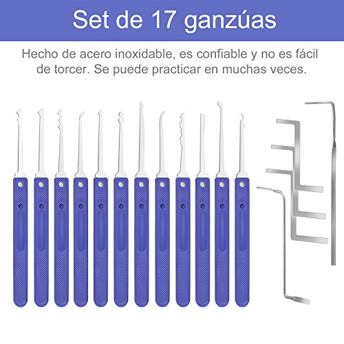 Juego de Ganzúas 19 Piezas, LOETAD Conjunto de Ganzúas con 2 Cerraduras Transpartentes para Principantes con un Maletín de Transporte - Material Acreo