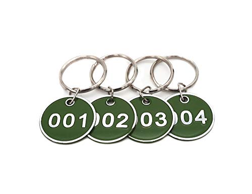 Juego de llaveros con chapas de metal numeradas, de aleación de aluminio, para llaves, número de identificación, llaveros numerados, 50 unidades, verde, 1 to 50
