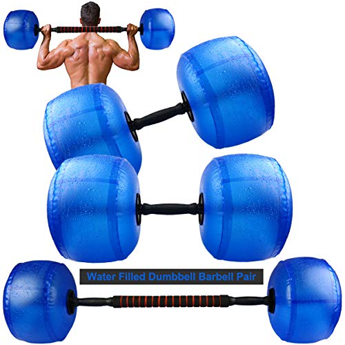 Juego de Mancuernas Ajustable 2 en 1, Mancuernas llenas de Agua de 20-40KG, con Barra de conexión Adicional, Barra con Pesas para Hombres y Mujeres, Pesas para Gimnasio en casa, 1 par (Azul-1 par)