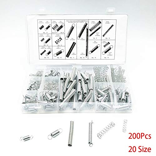 Juego de muelles de compresión y extensión surtidos con Caja de Almacenamiento,Muelles Compresion Resortes Surtido con funda,Para el reemplazo de accesorios de resorte de compresión, 200 piezas Juego de muelles de compresión y extensión surtidos con Caja de Almacenamiento,Muelles Compresion Resortes Surtido con funda,Para el reemplazo de accesorios de resorte de compresión, 200 piezas