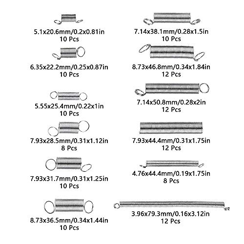 Juego de muelles de compresión y extensión surtidos con Caja de Almacenamiento,Muelles Compresion Resortes Surtido con funda,Para el reemplazo de accesorios de resorte de compresión, 200 piezas