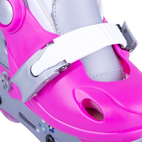 Juego de patines infantiles de línea Polly LED con ruedas iluminadas, tallas 26-29, 30-33, ajustables, set de protección, casco, infantil, 13362, rosa, 30-33 verstellbar