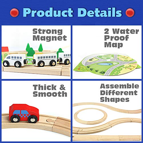 Juego de Pista de Madera 82 PCS con Coches y Trenes Bloques de Construcción Juguete Regalo para Niños Niñas 3 4 5 6 Años Juego de Pista de Madera 82 PCS con Coches y Trenes Bloques de Construcción Juguete Regalo para Niños Niñas 3 4 5 6 Años