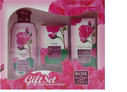 Juego de regalo Rose of Bulgaria, 3 productos con agua de rosa natural