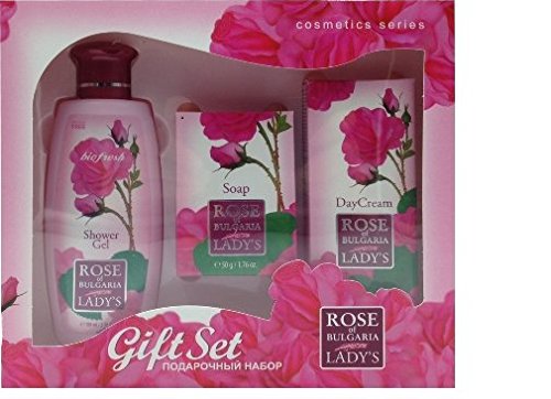 Juego de regalo Rose of Bulgaria, 3 productos con agua de rosa natural Juego de regalo Rose of Bulgaria, 3 productos con agua de rosa natural