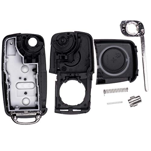 Juego de reparación de llaves de coche con 3 botones + llave en blanco + batería compatible con VW Golf UP Polo T5 Caddy Tiguan Beetle EOS Jetta Juego de reparación de llaves de coche con 3 botones + llave en blanco + batería compatible con VW Golf UP Polo T5 Caddy Tiguan Beetle EOS Jetta