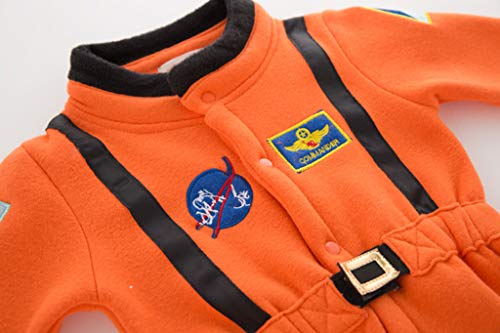 Juego De Roles Bebé NiñO NiñA Mono De Manga Larga Traje Espacial Astronauta Ropa Gruesa Abrigada Pijama Suave CóModo Traje De Juego Traje De Rendimiento Nuevo Fiesta De Regalo(Naranja,6-12 meses/90)