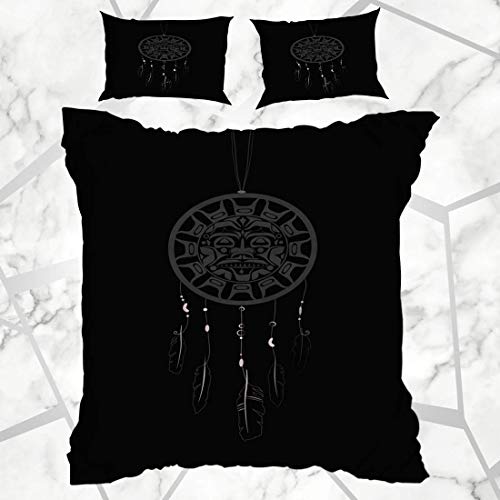 Juegos de fundas nórdicas Americano étnico Dream Catcher Patrón indígena Alternativo Americano Cultura antigua Dreamcatcher Ropa de cama de microfibra Super King Size con 2 fundas de almohada Cuidado