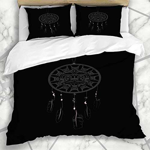 Juegos de fundas nórdicas Americano étnico Dream Catcher Patrón indígena Alternativo Americano Cultura antigua Dreamcatcher Ropa de cama de microfibra Super King Size con 2 fundas de almohada Cuidado