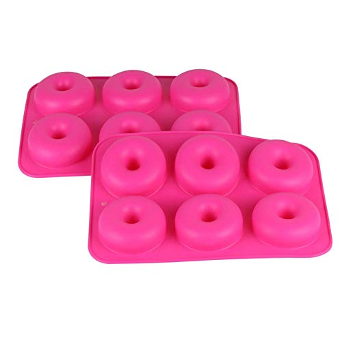 JUEYAN® 2 Piezas Moldes de Silicona para Rosquillas Bandeja Antiadherente para Hornear Rosquillas para Bizcochos, Bagels, Muffins Adecuado para Lavavajillas, Horno, Microondas, Refrigerador