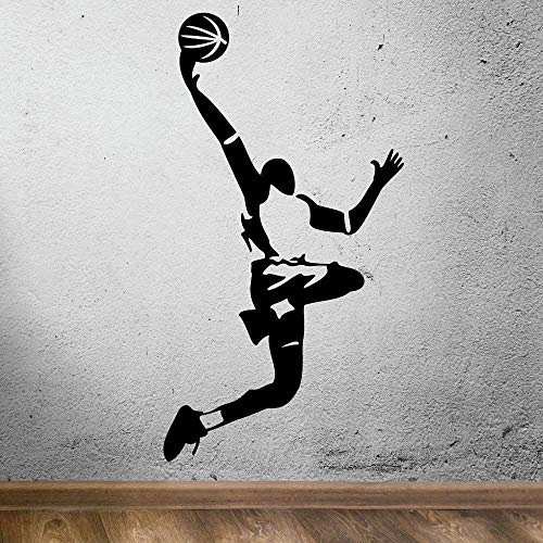 Jugador De Baloncesto Pegatinas De Pared De Vinilo, Decoraciones De Pared Pegatinas De Pared Vida Niño Habitación Decoración Del Hogar 90X48Cm