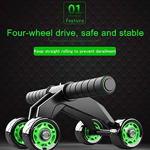 JuguHoovi AB Roller Abdominal Trainer, Abdominal Roller AB-Wheel Abdominal Trainer, Juego de Ejercicios de Motocicleta de 4 Ruedas para Adecuado para Familias, Hombres y Mujeres