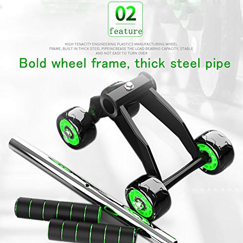 JuguHoovi AB Roller Abdominal Trainer, Abdominal Roller AB-Wheel Abdominal Trainer, Juego de Ejercicios de Motocicleta de 4 Ruedas para Adecuado para Familias, Hombres y Mujeres