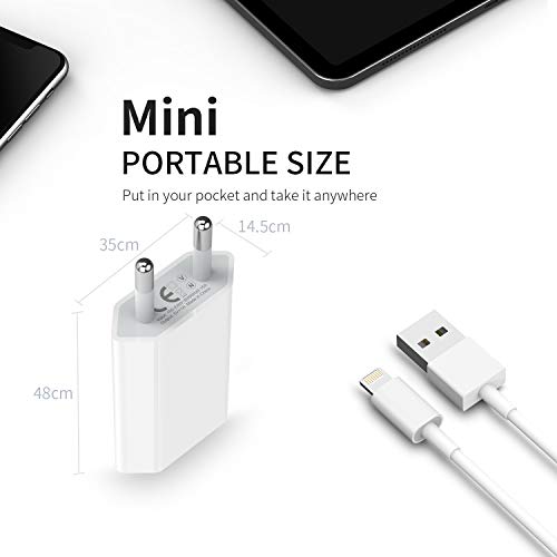 JuneyZz Cargador Phone, 4-Pack 1A/5V Movil Pared Enchufe Adaptador y Dos 1M Cable Replacement para iPhone XS MAX/XR, X/10, 8/8 Plus, 7/7 Plus, 6/6S Plus, 5S/5C/SE 2020 JuneyZz Cargador Phone, 4-Pack 1A/5V Movil Pared Enchufe Adaptador y Dos 1M Cable Replacement para iPhone XS MAX/XR, X/10, 8/8 Plus, 7/7 Plus, 6/6S Plus, 5S/5C/SE 2020