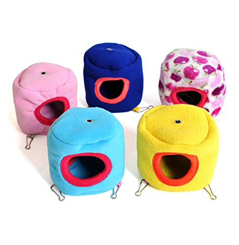 JUNGEN 1PCS Pequeña Mascota Cama de hámster casa muñón Forma de árbol Nido de hámster con muñón de Franela para Mascotas Rata Loro Ardilla Mantener Caliente (Color al Azar)