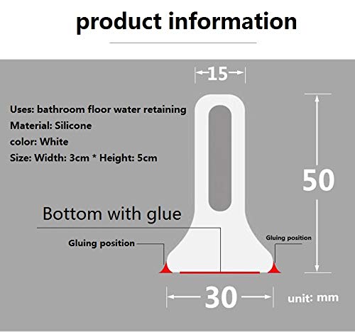 Junta flexible de silicona para el suelo de la ducha o el baño para hacer que el agua que fluye por el suelo cambie de dirección (varios tamaños) (160 cm, blanco)