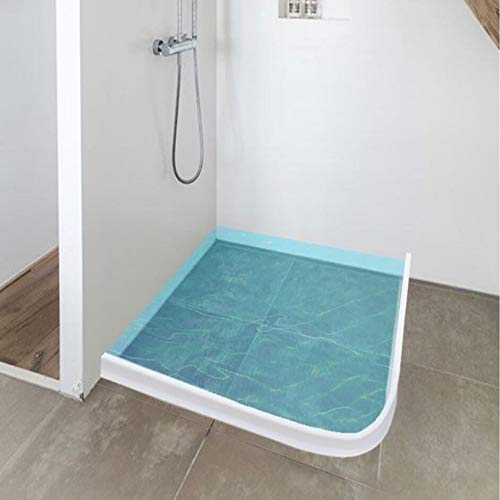 Junta flexible de silicona para el suelo de la ducha o el baño para hacer que el agua que fluye por el suelo cambie de dirección (varios tamaños) (160 cm, blanco)