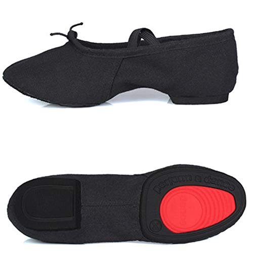 JUODVMP Mujeres Negro Lona Zapatos de Baile Latino Profesión Profesional Profesores Zapatos de Baile Ballet de salón Zapatos de Rendimiento,Model WZJ-CT-PG-J-ES,38 EU