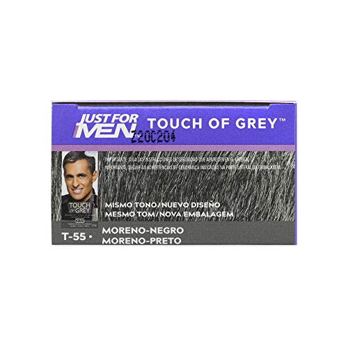 Just For Men, Touch of Grey, Tinte gradual que reduce parcialmente las Canas, Moreno Negro. Look sal y pimienta