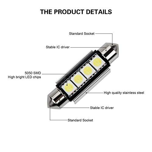 Justech Kit de Bombillas LED Luz de Coche Interior Para el Interior del Automóvil Mapa de la Cúpula Puerta Placa de Cortesía Luces Festón C5W T10 168 194 2825 Xenón Blanco Justech Kit de Bombillas LED Luz de Coche Interior Para el Interior del Automóvil Mapa de la Cúpula Puerta Placa de Cortesía Luces Festón C5W T10 168 194 2825 Xenón Blanco