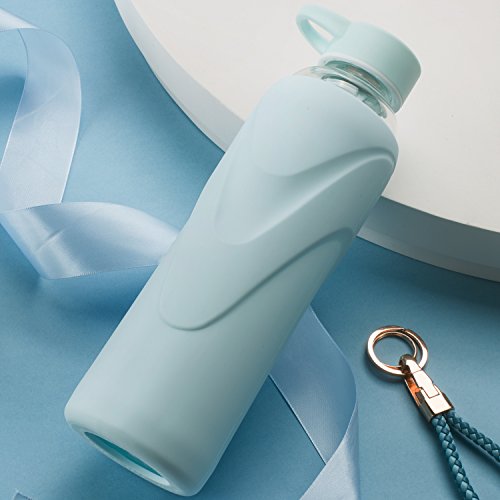 Justfwater Deporte Botella de Agua de Cristal con Funda de Silicona 420 ML Justfwater Deporte Botella de Agua de Cristal con Funda de Silicona 420 ML