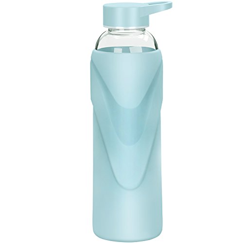 Justfwater Deporte Botella de Agua de Cristal con Funda de Silicona 420 ML Justfwater Deporte Botella de Agua de Cristal con Funda de Silicona 420 ML