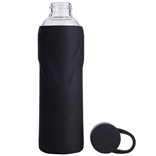 Justfwater Deporte Botella de Agua de Cristal con Funda de Silicona 420 ML Justfwater Deporte Botella de Agua de Cristal con Funda de Silicona 420 ML