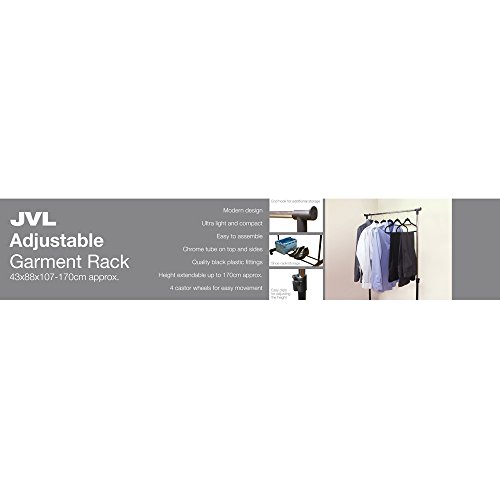 JVL - Perchero ajustable con ruedas (43 x 88 x 107/170 cm) JVL - Perchero ajustable con ruedas (43 x 88 x 107/170 cm)