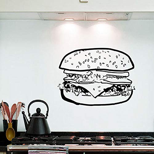 JXCDNB Nueva casa Tatuajes de Pared Big Burger Sandwich Comida rápida Vinilo Adhesivo Decoración Cocina 52X70cm