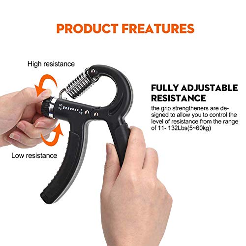 JXSD Paquete de 5 Entrenador de Fuerza de Agarre, Equipo de Ejercicio de antebrazo con Pinza de Mano Ajustable, para Atletas, músicos JXSD Paquete de 5 Entrenador de Fuerza de Agarre, Equipo de Ejercicio de antebrazo con Pinza de Mano Ajustable, para Atletas, músicos