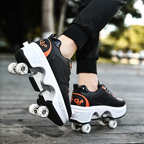 JZIYH Patines De Ruedas Adulto Técnico para Exteriores 2 En 1 Patines En Línea Zapatos Ruedas para Niños Doble Fila Deformar La Rueda