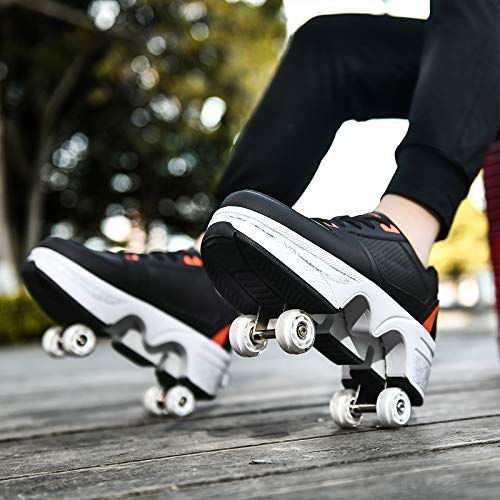 JZIYH Patines De Ruedas Adulto Técnico para Exteriores 2 En 1 Patines En Línea Zapatos Ruedas para Niños Doble Fila Deformar La Rueda