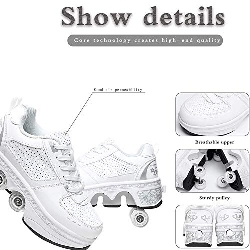 JZIYH Patines En Línea Zapatos con Ruedas para Niños Adultos Zapatos Multiusos Ajustables Calzado De Skateboarding Deportes De Exterior, Blanco,33 JZIYH Patines En Línea Zapatos con Ruedas para Niños Adultos Zapatos Multiusos Ajustables Calzado De Skateboarding Deportes De Exterior, Blanco,33