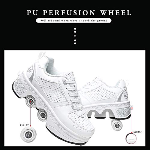 JZIYH Patines En Línea Zapatos con Ruedas para Niños Adultos Zapatos Multiusos Ajustables Calzado De Skateboarding Deportes De Exterior, Blanco,33 JZIYH Patines En Línea Zapatos con Ruedas para Niños Adultos Zapatos Multiusos Ajustables Calzado De Skateboarding Deportes De Exterior, Blanco,33